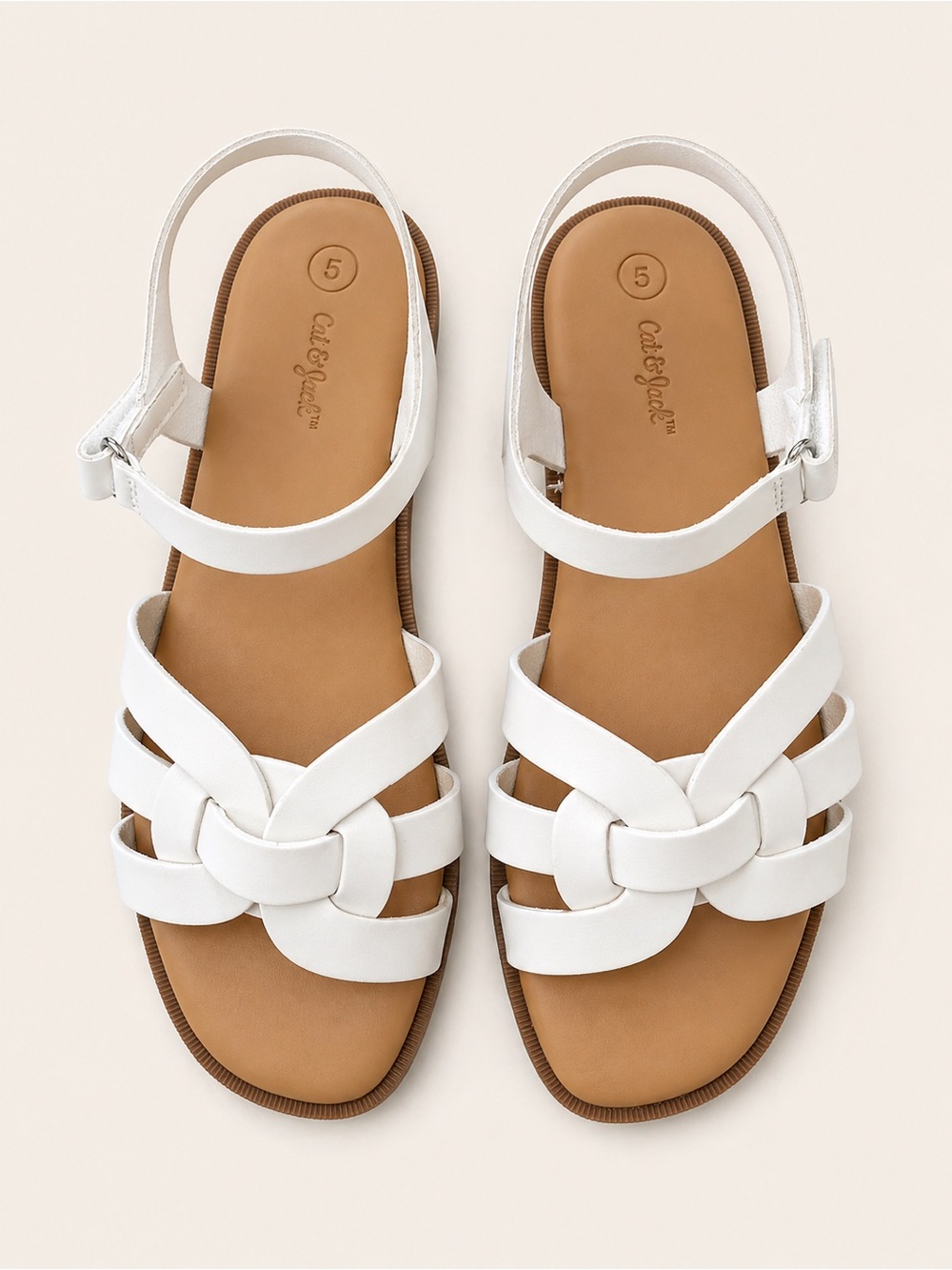 *NWT*Cat & Jack White Braided-Strap Girls Christa Sandals